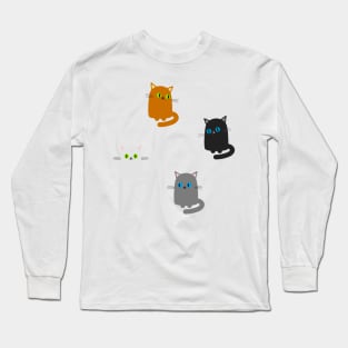 Four Cute Little Kittens, White, Grey, Black and Ginger Long Sleeve T-Shirt